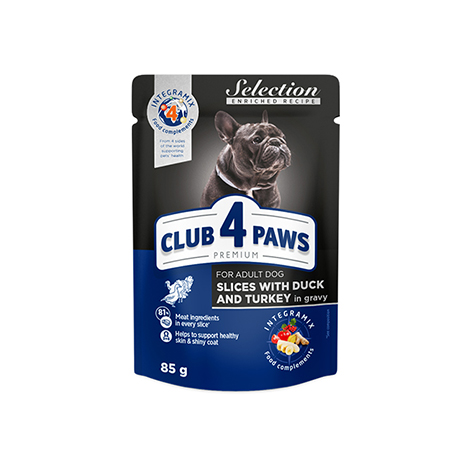 CLUB 4 PAWS PREMIUM "GABALIUKAI SU ANTIENA IR KALAKUTIENA PADAŽE". VISAVERTIS KONSERVUOTAS ĖDALAS SUAUGUSIEMS MAZOMS VEISLEMS ŠUNIMS