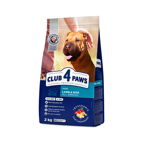 CLUB 4 PAWS PREMIUM „ĖRIUKAS IR RYŽIAI“ SUAUGUSIEMS VISŲ VEISLIŲ ŠUNIMS. PILNAVERTIS SAUSAS PAŠARAS