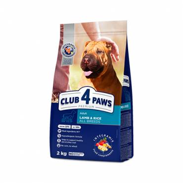 CLUB 4 PAWS PREMIUM „ĖRIUKAS IR RYŽIAI“ SUAUGUSIEMS VISŲ VEISLIŲ ŠUNIMS. PILNAVERTIS SAUSAS PAŠARAS