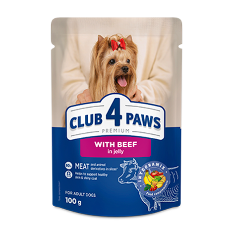 CLUB 4 PAWS PREMIUM SU JAUTIENA DREBUČIUOSE. VISAVERTIS KONSERVUOTAS PAŠARAS SUAUGUSIEMS ŠUNIMS