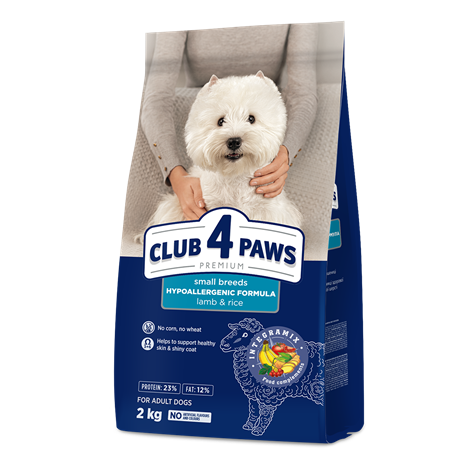 CLUB 4 PAWS PREMIUM „ĖRIENA IR RYŽIAI“ SUAUGUSIEMS MAŽOMS VEISLĖMS ŠUNIMS. PILNAVERTIS SAUSAS PAŠARAS