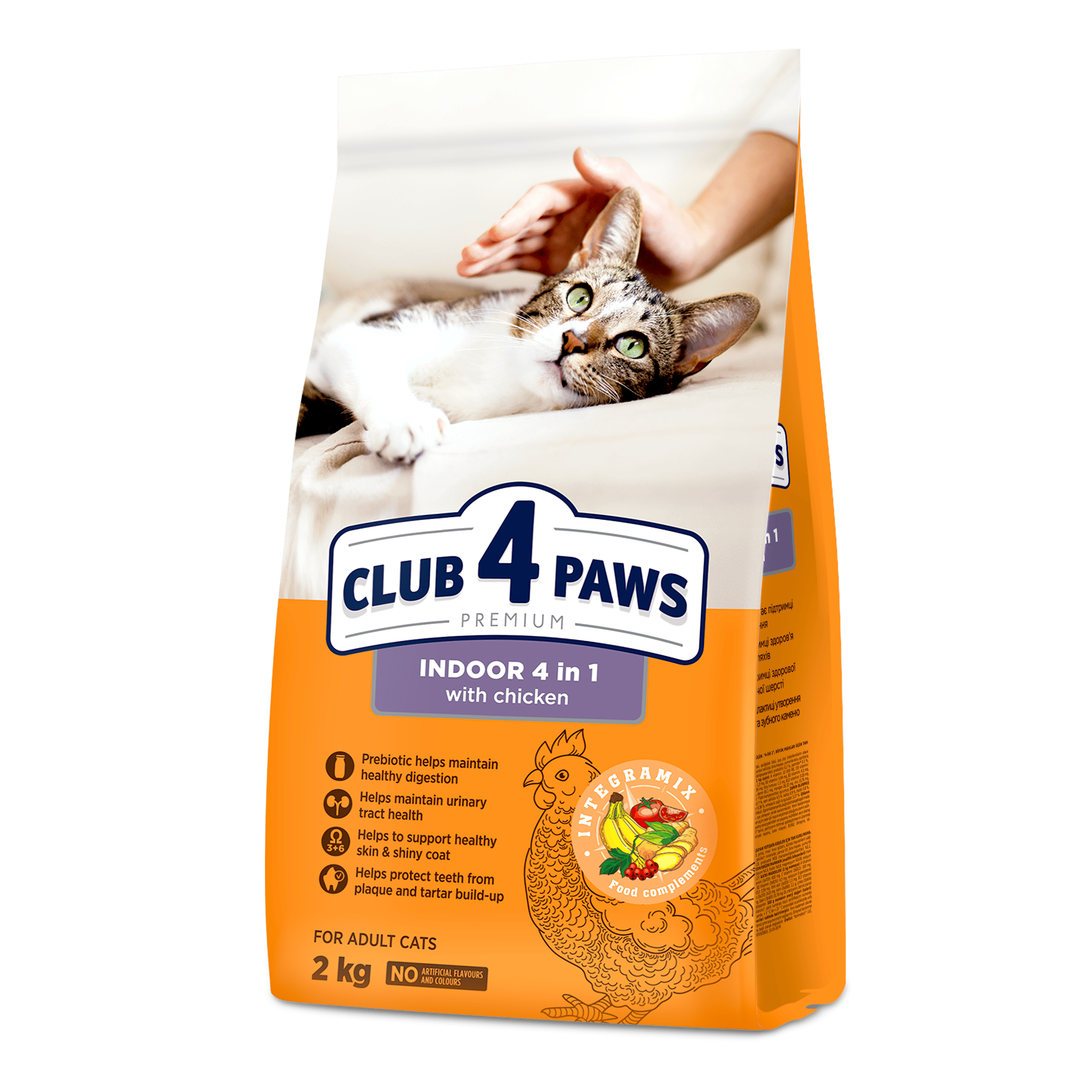 CLUB 4 PAWS PREMIUM. KATĖMS, GYVENANČIOMS PATALPOSE "4 VIENAME". PILNAVERTIS SAUSAS MAISTAS SUAUGUSIOMS KATĖMS