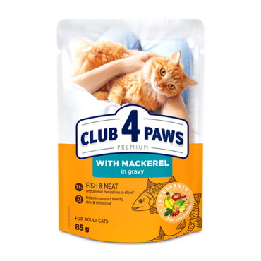 CLUB 4 PAWS PREMIUM "SU SKUMBRE PADAŽE". PILNAVERTIS DRĖGNI PAŠARAI SUAUGUSIOMS KATĖMS