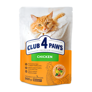 CLUB 4 PAWS PREMIUM VIŠTIENA. VISAVERTIS SAUSAS PAŠARAS SUAUGUSIOMS KATĖMS NUO 7 METŲ