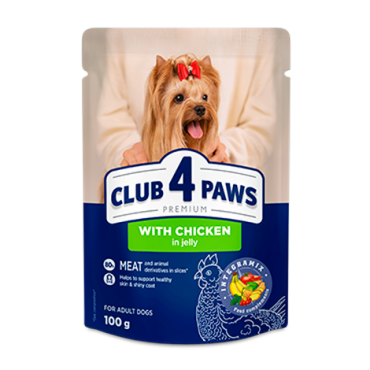 CLUB 4 PAWS PREMIUM "SU VIŠTIENA DREBUČIUOSE". PILNAVERTIS DRĖGNI PAŠARAI SUAUGUSIEMS ŠUNIMS