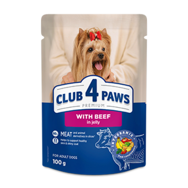 CLUB 4 PAWS PREMIUM SU JAUTIENA DREBUČIUOSE. VISAVERTIS KONSERVUOTAS PAŠARAS SUAUGUSIEMS ŠUNIMS