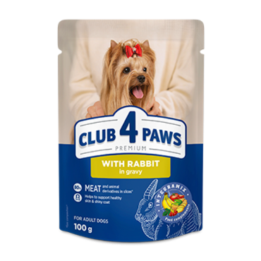 CLUB 4 PAWS PREMIUM SU TRIUŠIENA PADAŽE. VISAVERTIS KONSERVUOTASPAŠARAS SUAUGUSIEMS ŠUNIMS
