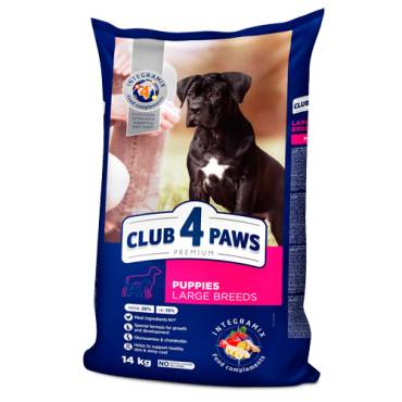 CLUB 4 PAWS PREMIUM DIDELIŲ VEISLIŲ ŠUNIUKAMS „VIŠTA“. PILNAVERTIS SAUSAS MAISTAS